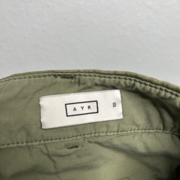 AYR The Metropolitan Cropped Pleated Twill Pants Green Size 10 - Picture 6 of 7